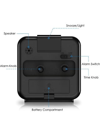 Silent Alarm Clocks Bedside, Battery Powered Non ticking Bedside Clock, with Luminous Pointer, Large Display Snooze, for Heavy Sleepers, Kids, Travel, Bedroom, Office, Easy to Read - view 2